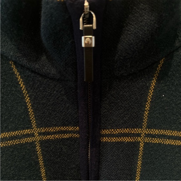 Nicole Miller poncho plaid Ralph Lauren style tartan plaid green navy gold - Picture 4 of 5